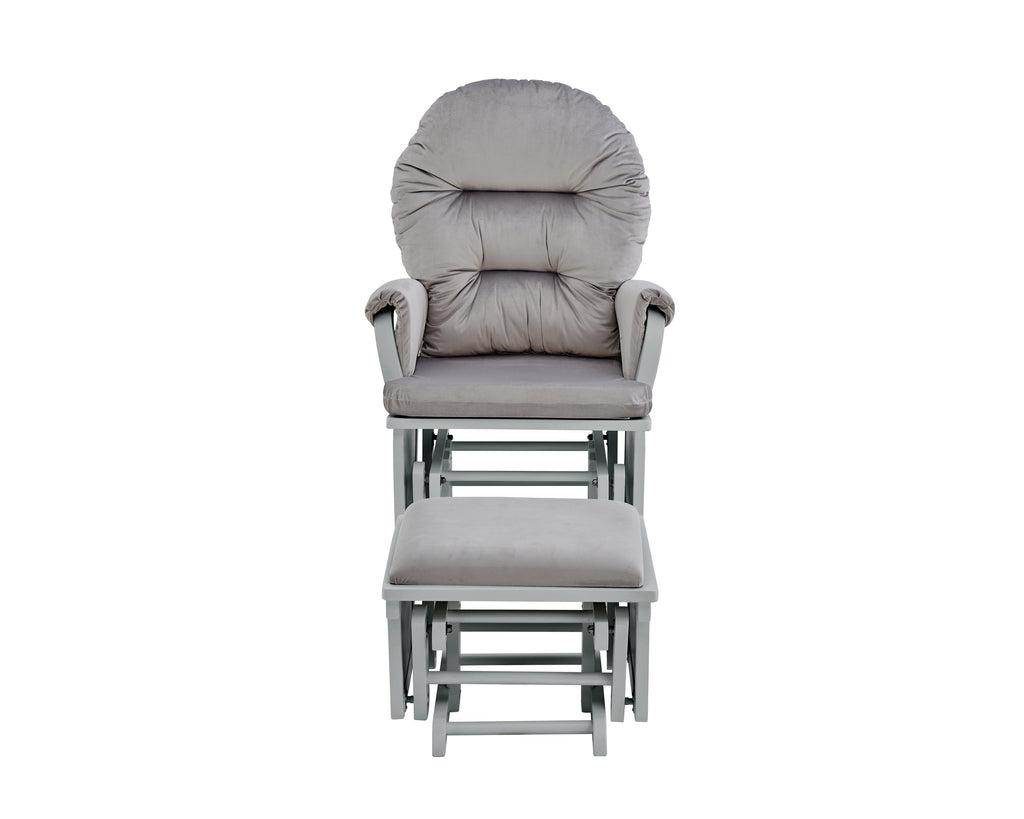 Madison Glider and Ottoman Gray Wood and Light Gray Fabric | Premium Home Decor - Grand Goldman