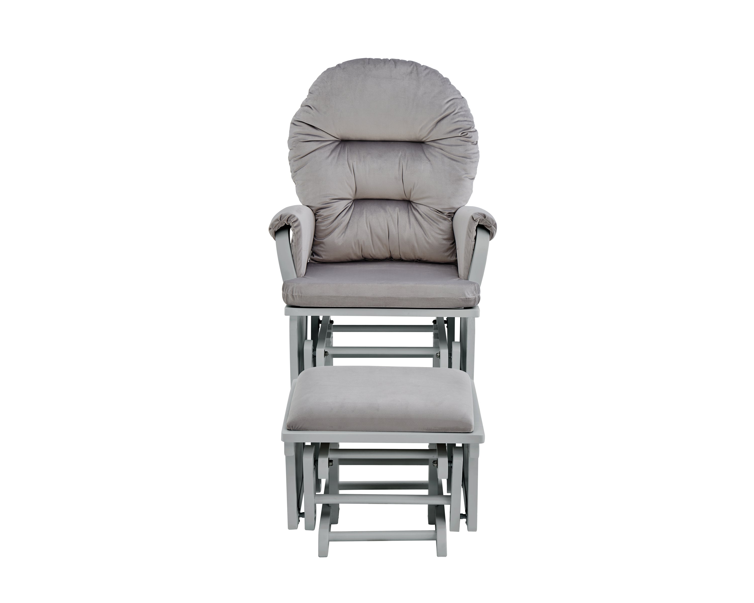 Madison Glider and Ottoman Gray Wood and Light Gray Fabric | Premium Home Decor - Grand Goldman