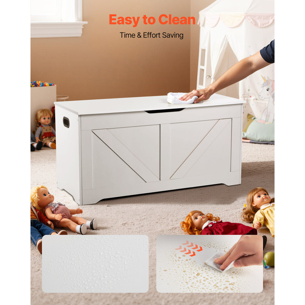 Kids Storage Bench, Wooden Toy Box Chest, Large Storage Cabinet with Safety Hinge, Toddlers Storage Bench for Playroom, Livin