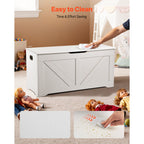Kids Storage Bench, Wooden Toy Box Chest, Large Storage Cabinet with Safety Hinge, Toddlers Storage Bench for Playroom, Livin