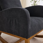 27.2'W Rocking Chair for Nursery, Polyester Glider Chair with High Back and Side Pocket, Rocking Accent Armchair with Rubber Wood Legs for Living Room/Bedroom.Black - Grand Goldman Shop