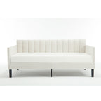 Elena Twin Size Ivory Boucle Upholstered Daybed with Ribbed Tufted Backrest in Lavish Modern Design - Grand Goldman Shop