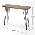 Modern Industrial Breakfast Bar Table, Metal Hairpin Legs & Wood Veneer Top, Compact 58.00 inches(Length)×18.25 inchesWidth×42.00Height - Grand Goldman Shop
