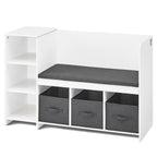 Kids Reading Nook Bench, Toddler Bookshelf and Bookcase with Detachable Seat Cushion, 6-Cubby Storage Organizer Bench with 3 