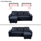 Right-facing sectional sofa with footrest, convertible corner sofa with armrest storage, living room and apartment sectional sofa, right chaise longue and  dark  grey - Grand Goldman Shop