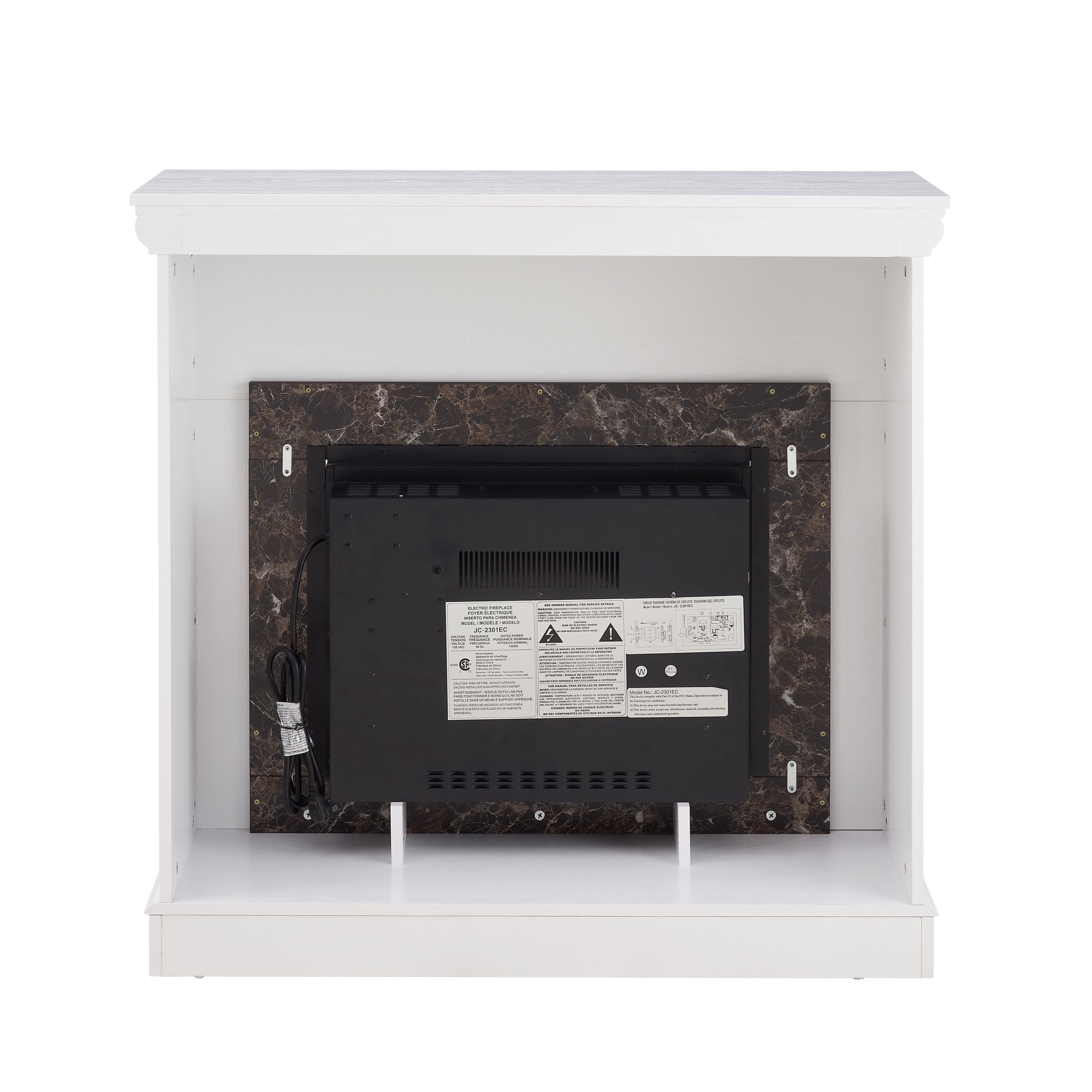 Electric Fireplace with Mantel,fireplace mantel surround with 23' Fireplace Insert, Adjustable Flame, Remote Control-White,41.34'W*14'D*40'H - Grand Goldman Shop