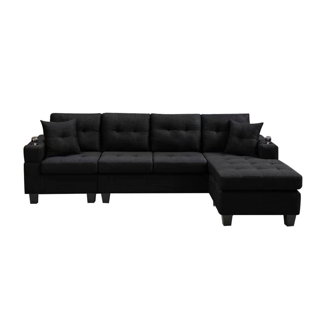 MEGA right sectional sofa with footrest, convertible corner sofa with armrest storage, living room and apartment sectional sofa, right chaise longue and grey - Grand Goldman Shop