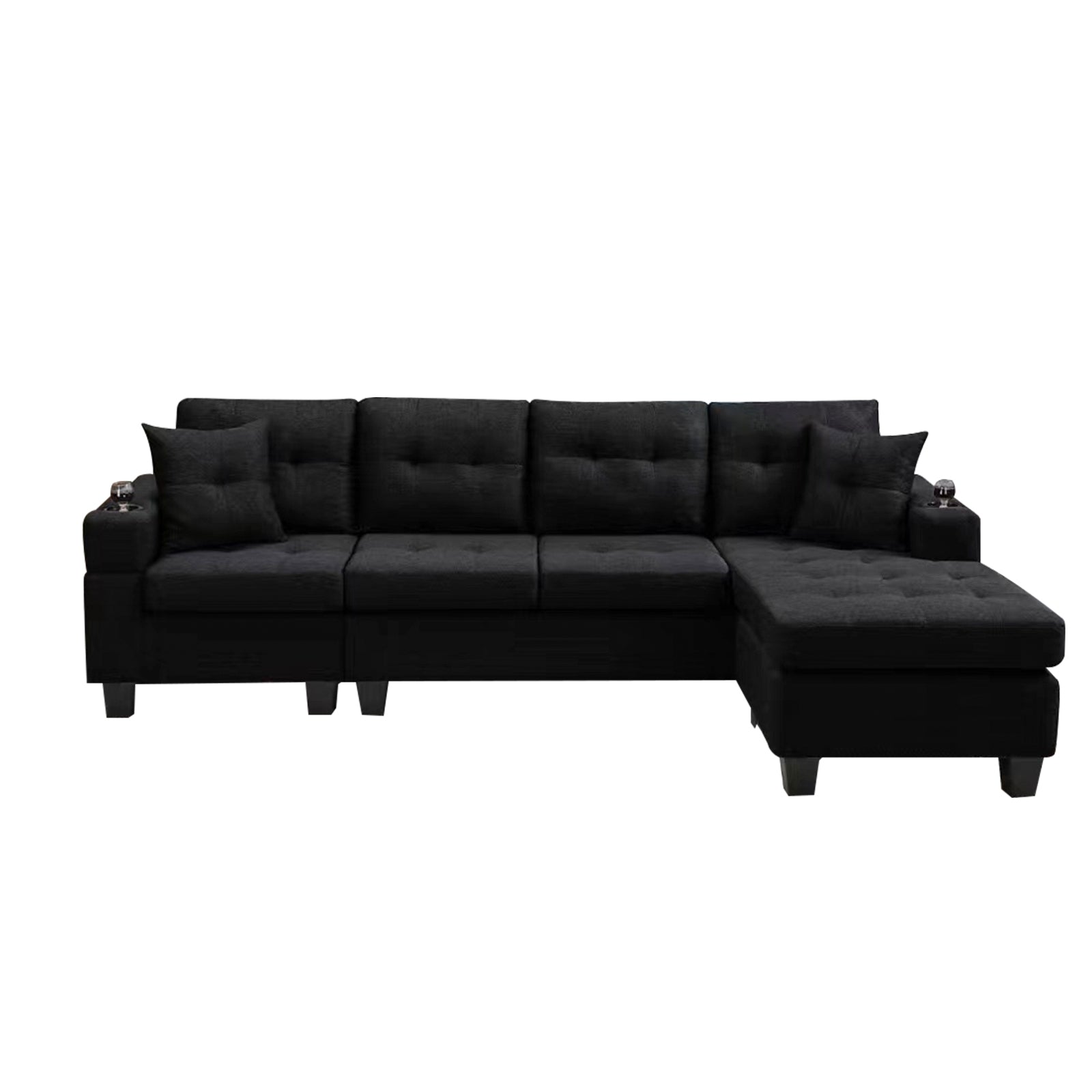 MEGA right sectional sofa with footrest, convertible corner sofa with armrest storage, living room and apartment sectional sofa, right chaise longue and grey - Grand Goldman Shop