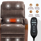 Power Brown Chenille Lift Recliner Chair Dual Motor Infinite Position Up to 350 LBS with Solid Wood Armrests, Heat Massage and Heavy Duty Motion Mechanism - Grand Goldman Shop