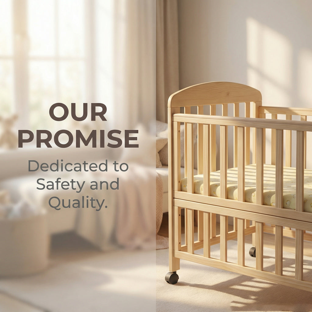 Portable Pine Wood Bedside Bassinet with 3 Heights, Natural Wood Mini Crib for Newborns 0-36 Months, Space-Saving Design | Pr