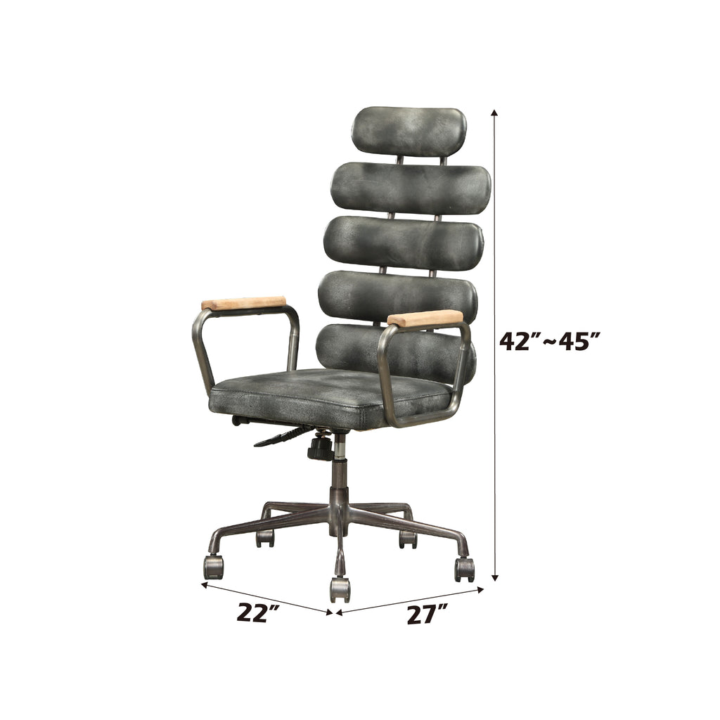 Calan Vintage Black Top Grain Leather Office Chair | Premium Home Decor - Grand Goldman