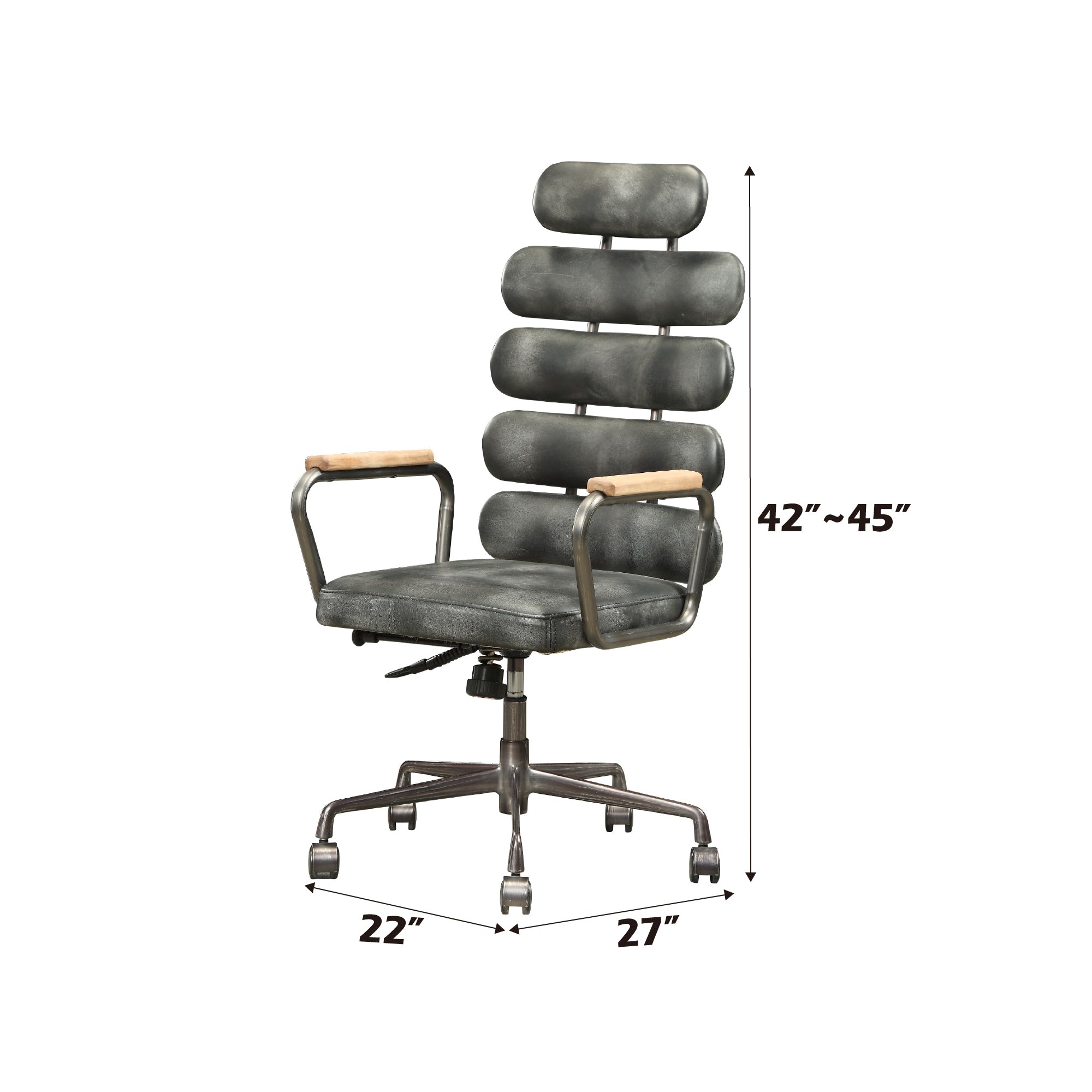 Calan Vintage Black Top Grain Leather Office Chair | Premium Home Decor - Grand Goldman