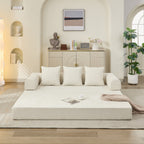 Comfy Convertible Folding Mattress Couch, Floor Sofa Bed, Chenille Floor Sofa with Armrest, Floor Sofa Lounge Couch for Living Room Bedroom Lounge Studio-Beige - Grand Goldman Shop