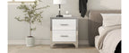 Elegant High Gloss Nightstand with Metal Handle,Mirrored Bedside Table with 2 Drawers for Bedroom,Living Room,White - Grand Goldman Shop