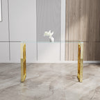 Console Table Stainless Steel Glass,Meal side table Golden Clear  bs-02 - Grand Goldman Shop