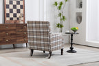 Upholstered Accent Chair, Vintage Armchair with Brown Linen Fabric and Nailhead Trim for Living Room - Grand Goldman Shop