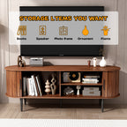 TV Stand, 55' Modern TV Console Table with Storage Compartment and Sliding Door, Gaming Entertainment Center with Cabinet for Living Room, Bedroom, Office (Walnut) - Grand Goldman Shop