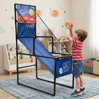Kids Single Shot Basketball Arcade Game, Indoor Basketball Hoop with 2 Balls & Pump, Foldable Stand for Toddlers & Children -