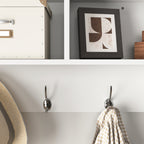 White Entryway Wall Mounted Coat Rack with 4 Dual Hooks Living Room Wooden Storage Shelf - Grand Goldman Shop