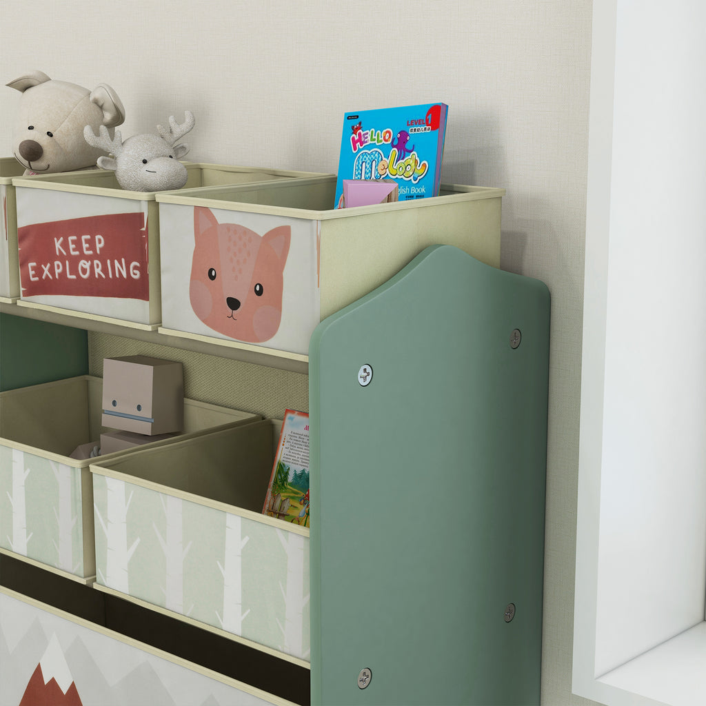 Qaba Toy Organizer with 6 Storage Bins, Kids Storage Unit for Bedroom, Kids Room, 25' x 12' x 26', Green | Premium Home Decor