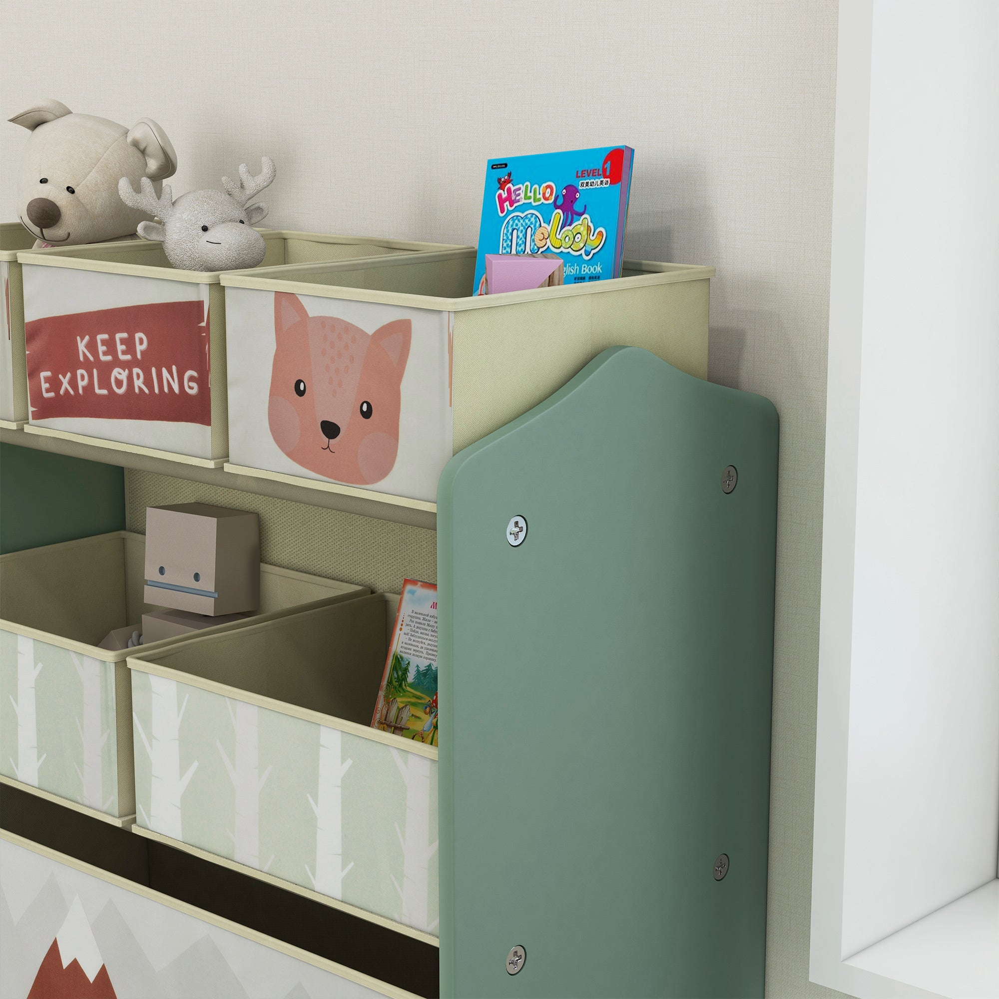 Qaba Toy Organizer with 6 Storage Bins, Kids Storage Unit for Bedroom, Kids Room, 25' x 12' x 26', Green | Premium Home Decor