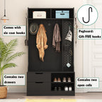 Hall Tree with 6 Hooks,Coat Hanger, Entryway Bench, Storage Bench,for Entrance, Hallwa,black - Grand Goldman Shop