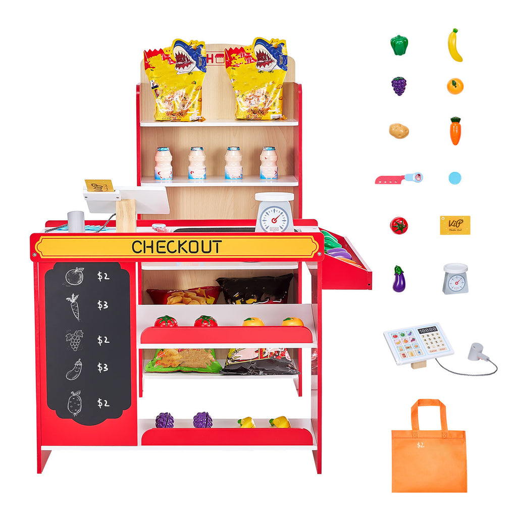 Kids Grocery Store Playset Supermarket Play Toy Set with Cash Register | Premium Home Decor - Grand Goldman