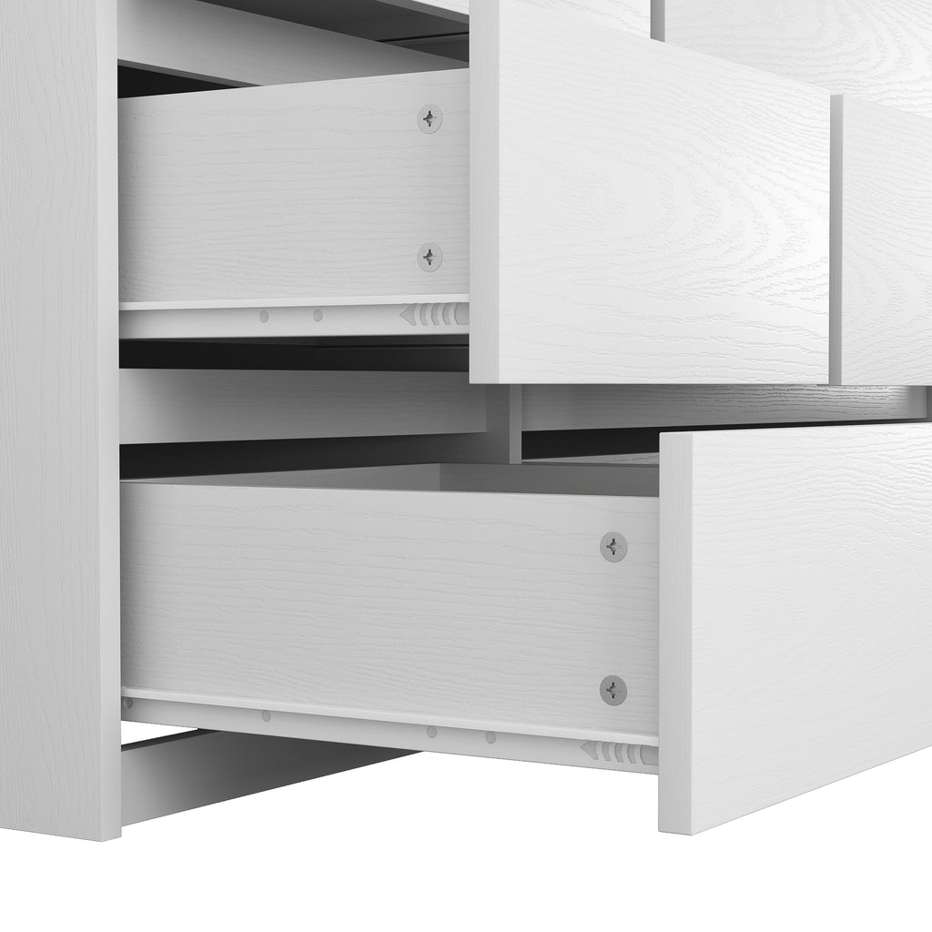 Wardrobe Closet 71.7' H, Bedroom Wooden Wardrobe with 2 Doors 6 Drawers, Modern Clothing Storage Cabinet Combination with Storage Shelves and Hanging Rail, White - Grand Goldman Shop