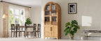 K&K 71' Tall Arched Kitchen Pantry Cabinet with Door Shelves, Farmhouse Kitchen Storage Cabinet with Open & Adjustable Shelves, Hidden Drawer & Glass Door, Cupboard for Kitchen, Dining Room, Natural - Grand Goldman Shop
