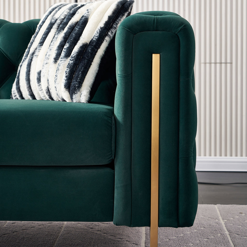 Chesterfield Modern Tufted Velvet Living Room Sofa, 84.25''W Couch,Green - Grand Goldman Shop