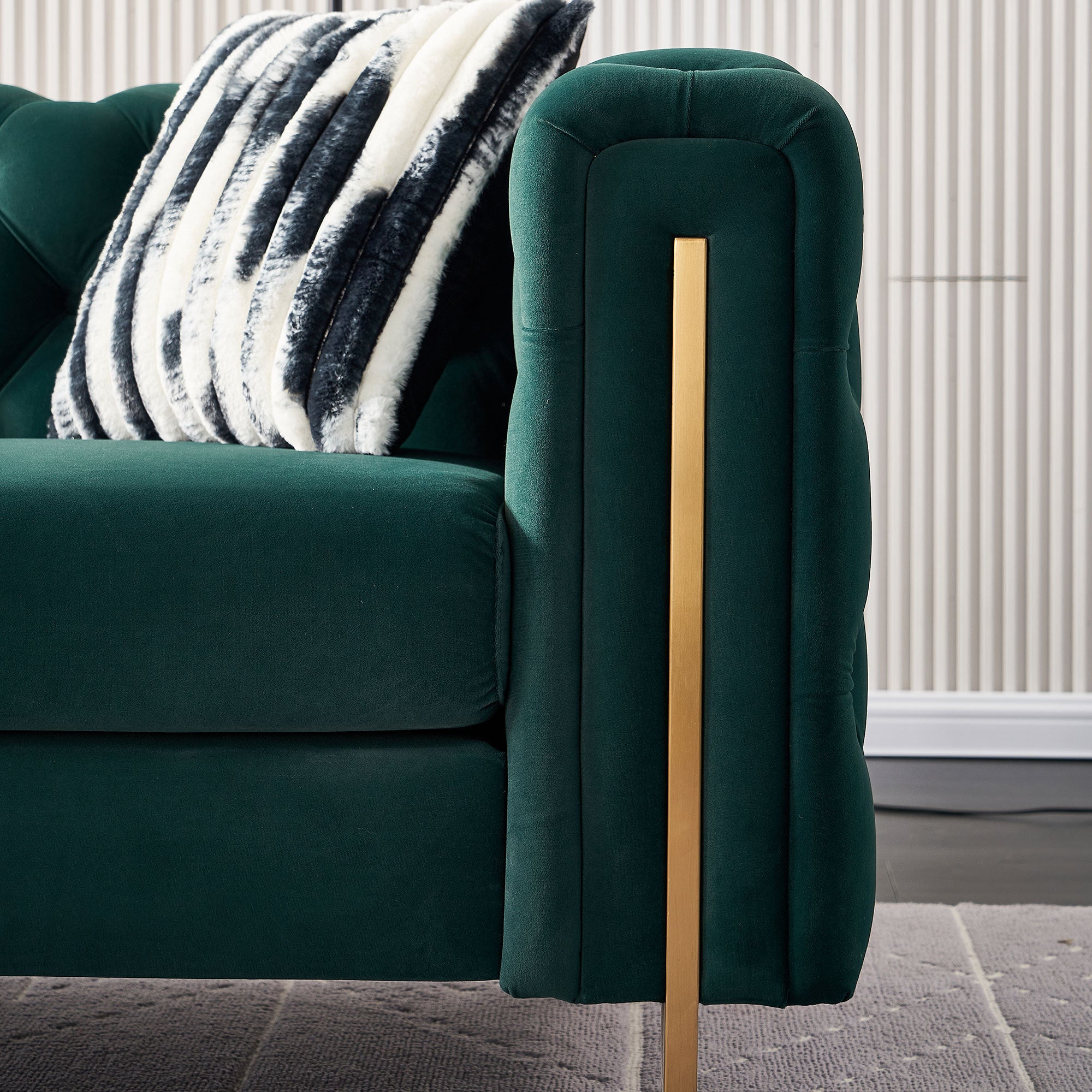 Chesterfield Modern Tufted Velvet Living Room Sofa, 84.25''W Couch,Green - Grand Goldman Shop