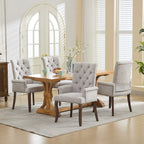 Upholstered Chenille Fabric Accent Dining Chair, Curved Solid Wood Legs, Elegant Tufted Club Dining Room Kitchen Room Arm Dining Chair, Single Pack,Beige,SW1895BG - Grand Goldman Shop