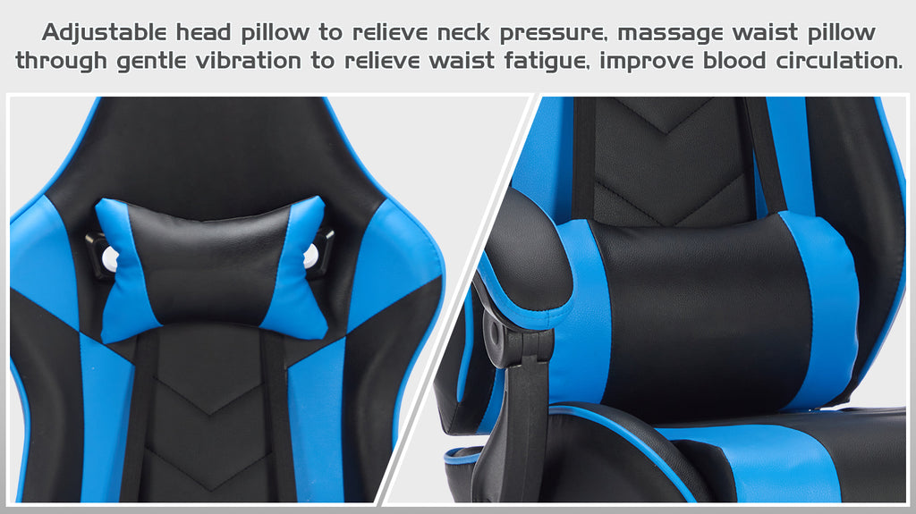 Gaming Chair with Footrest, Ergonomic Computer Chair with Headrest and Lumbar Support, Breathable Material Height Adjustable 