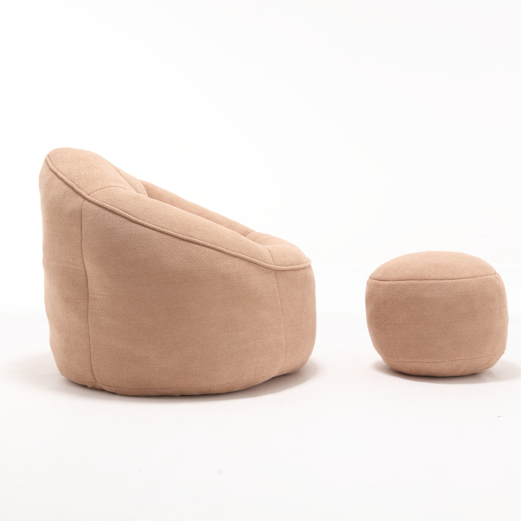 Bedding Bean Bag Sofa Chair with High-Pressure Foam and Footrest, Tan Microfiber - Grand Goldman Shop