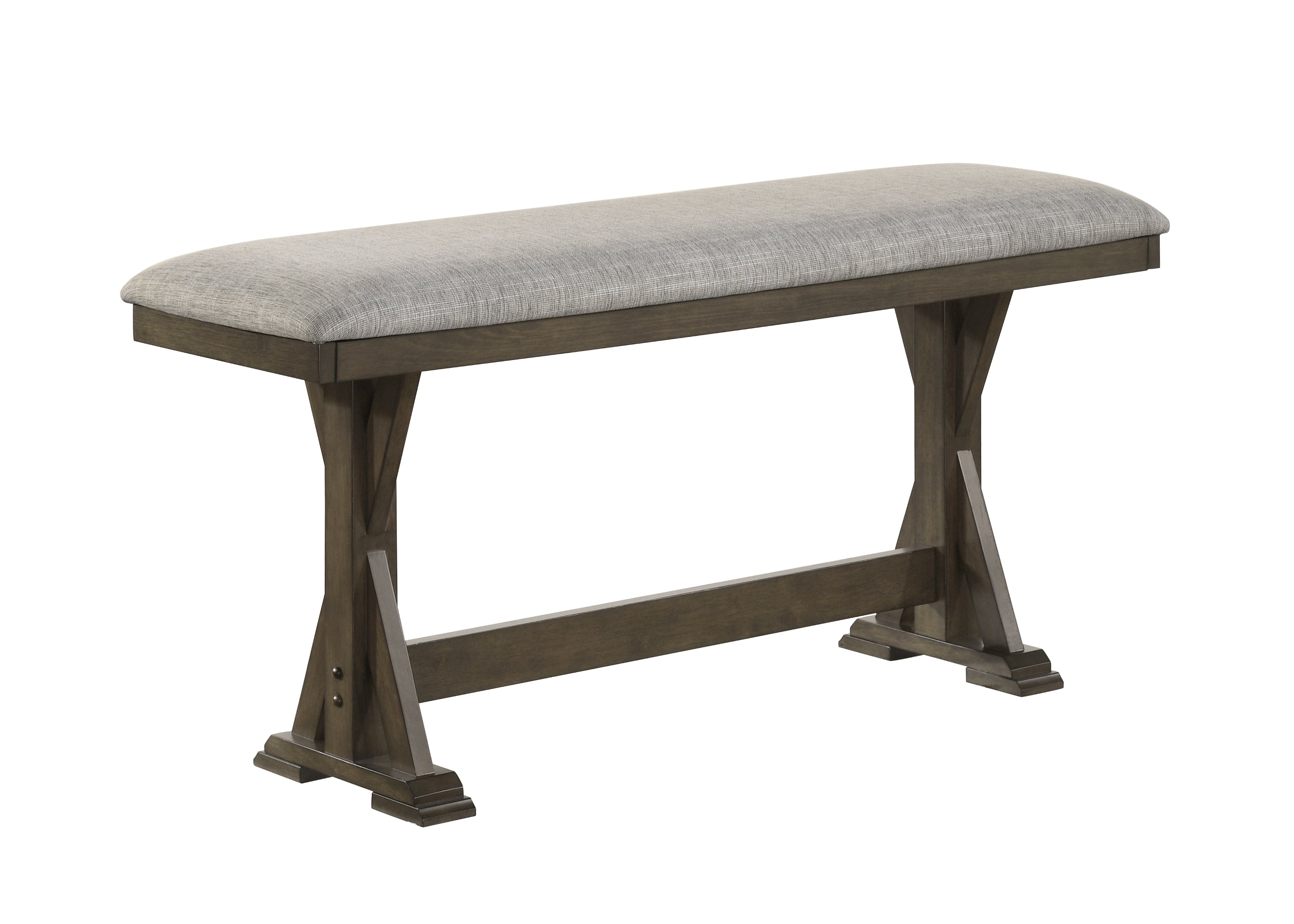1pc Rustic Upholstered Counter Height Dining Bench Rich Wood Finish Wooden Dining Room Furniture Brown - Grand Goldman Shop