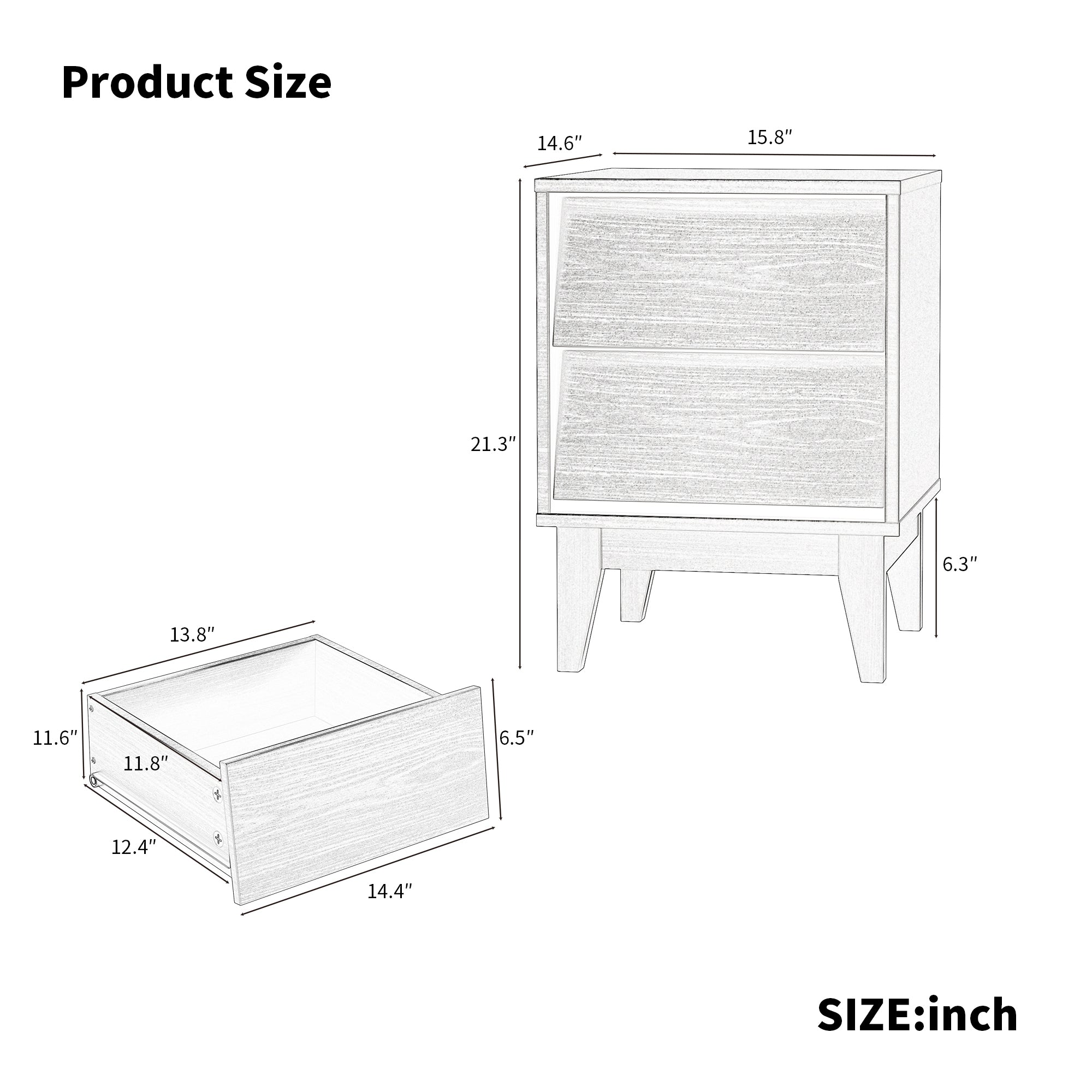 2 Set Nightstands Features Vintage-style and Bevel Design, Made of MDF, Mid Century Modern Nightstand, Night Stand for Bedroom - Grand Goldman Shop