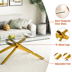47.2' Rectangular Clear Tempered Glass Coffee Table,Stylish Design with Golden Metal Legs, Coffee Table for Living Room - Grand Goldman Shop