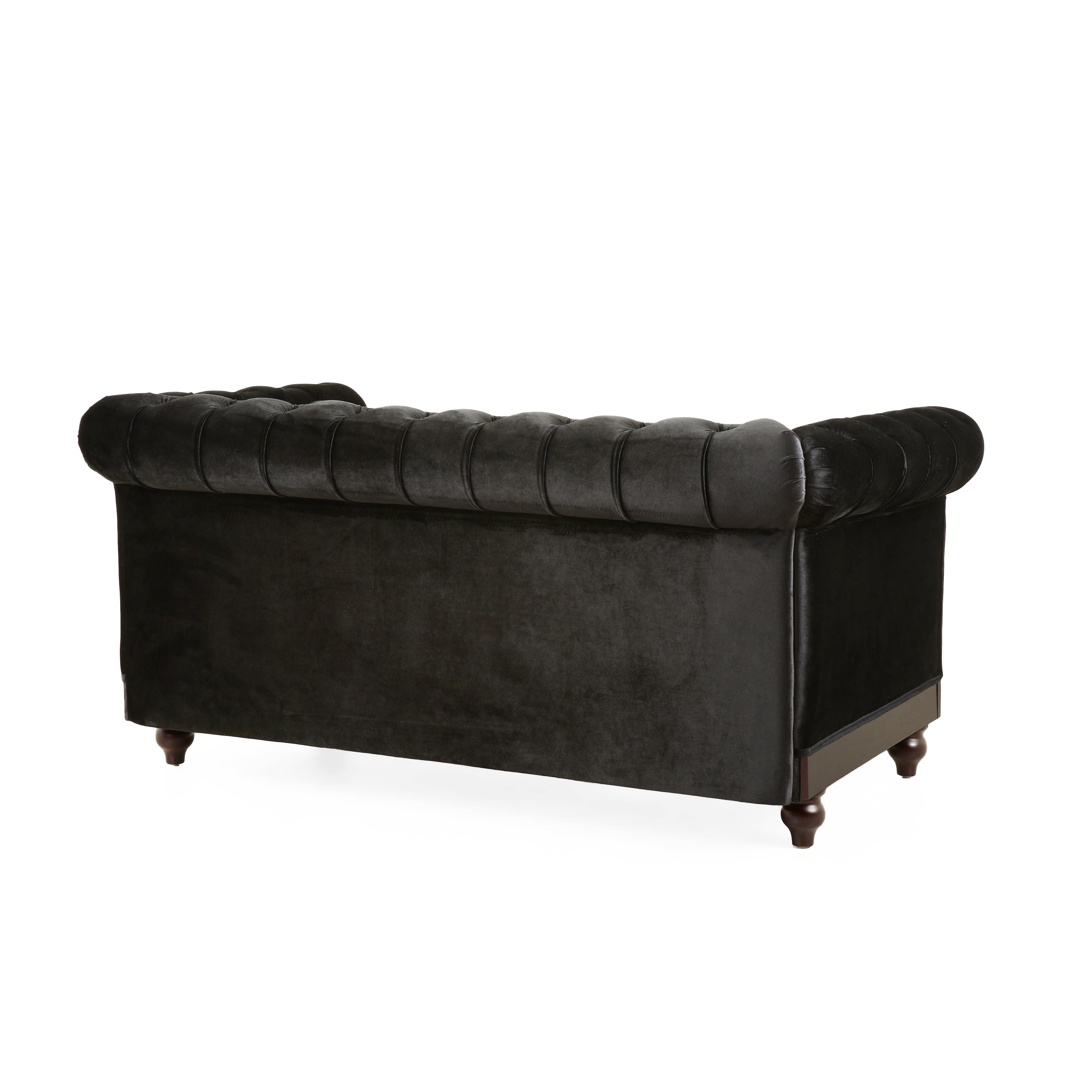 VIVALUX Chesterfield Velvet Loveseat Sofa, 2-Person Rolled Arm Upholstered Couch, Black, Pine Wood Frame, 59.44' - Grand Goldman Shop