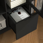 Modern MDF Painted Cabinet with Glass Doors and Drawer, Black, Bedroom or Living Room Storage - Grand Goldman Shop