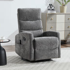 Heat Massage Manual Recliner Chair with Rocker and Swivel in Fabric for Living Room, GREY - Grand Goldman Shop