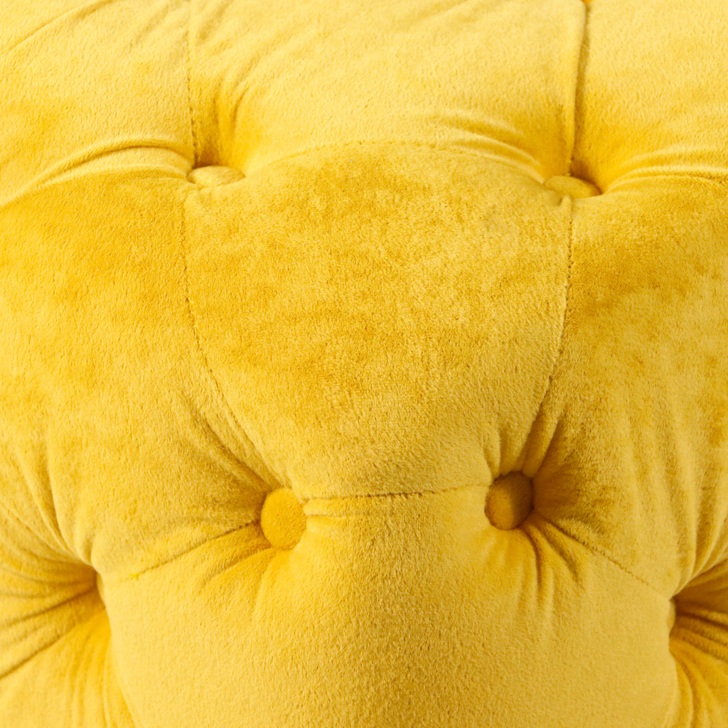Yellow Modern Velvet Upholstered Ottoman, Exquisite Small End Table, Soft Foot Stool, Dressing Makeup Chair, Comfortable Seat for Living Room, Bedroom, Entrance - Grand Goldman Shop