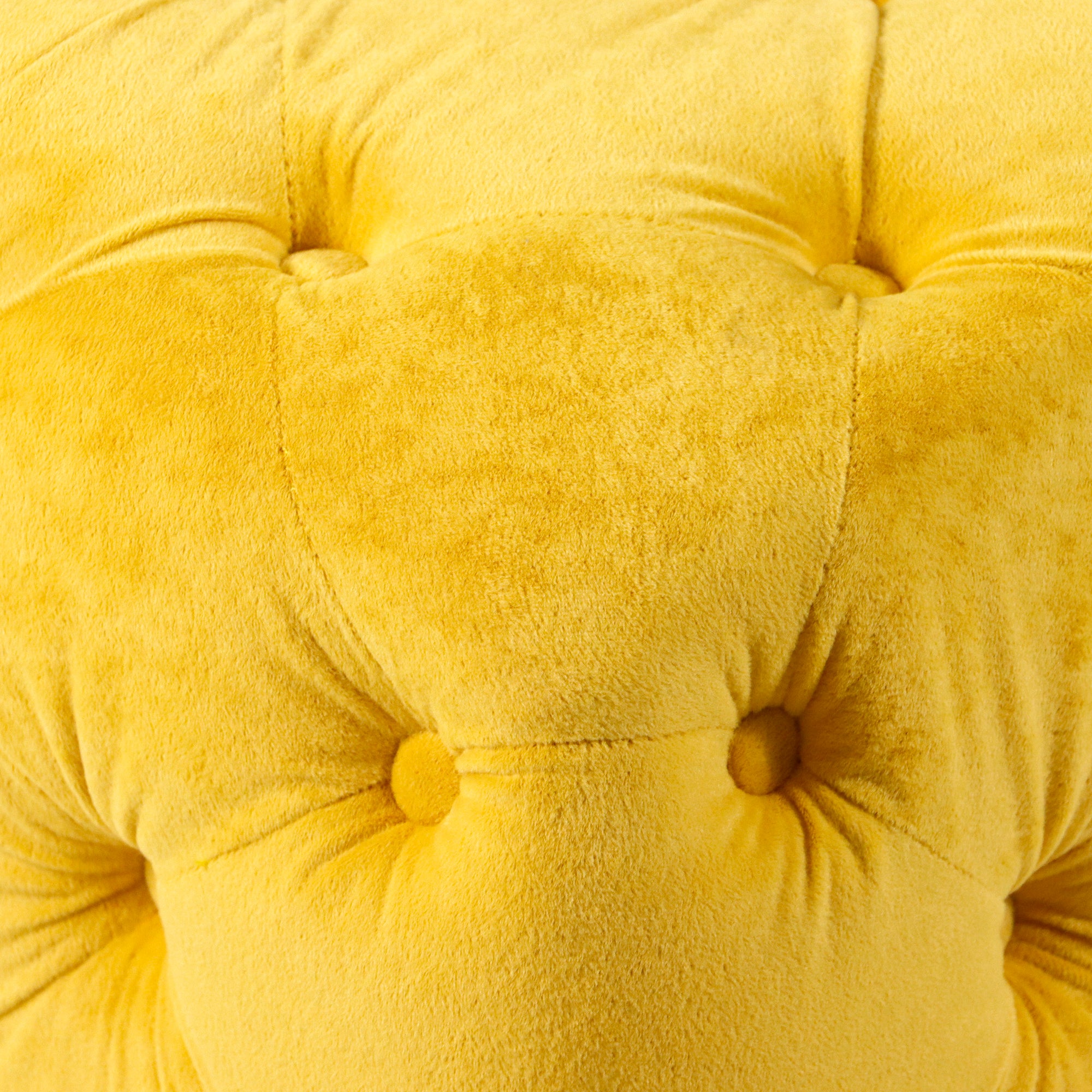 Yellow Modern Velvet Upholstered Ottoman, Exquisite Small End Table, Soft Foot Stool, Dressing Makeup Chair, Comfortable Seat for Living Room, Bedroom, Entrance - Grand Goldman Shop
