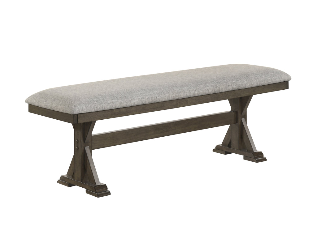 1pc Rustic Upholstered Dining Bench Rich Wood Finish Wooden Dining Room Furniture Brown - Grand Goldman Shop