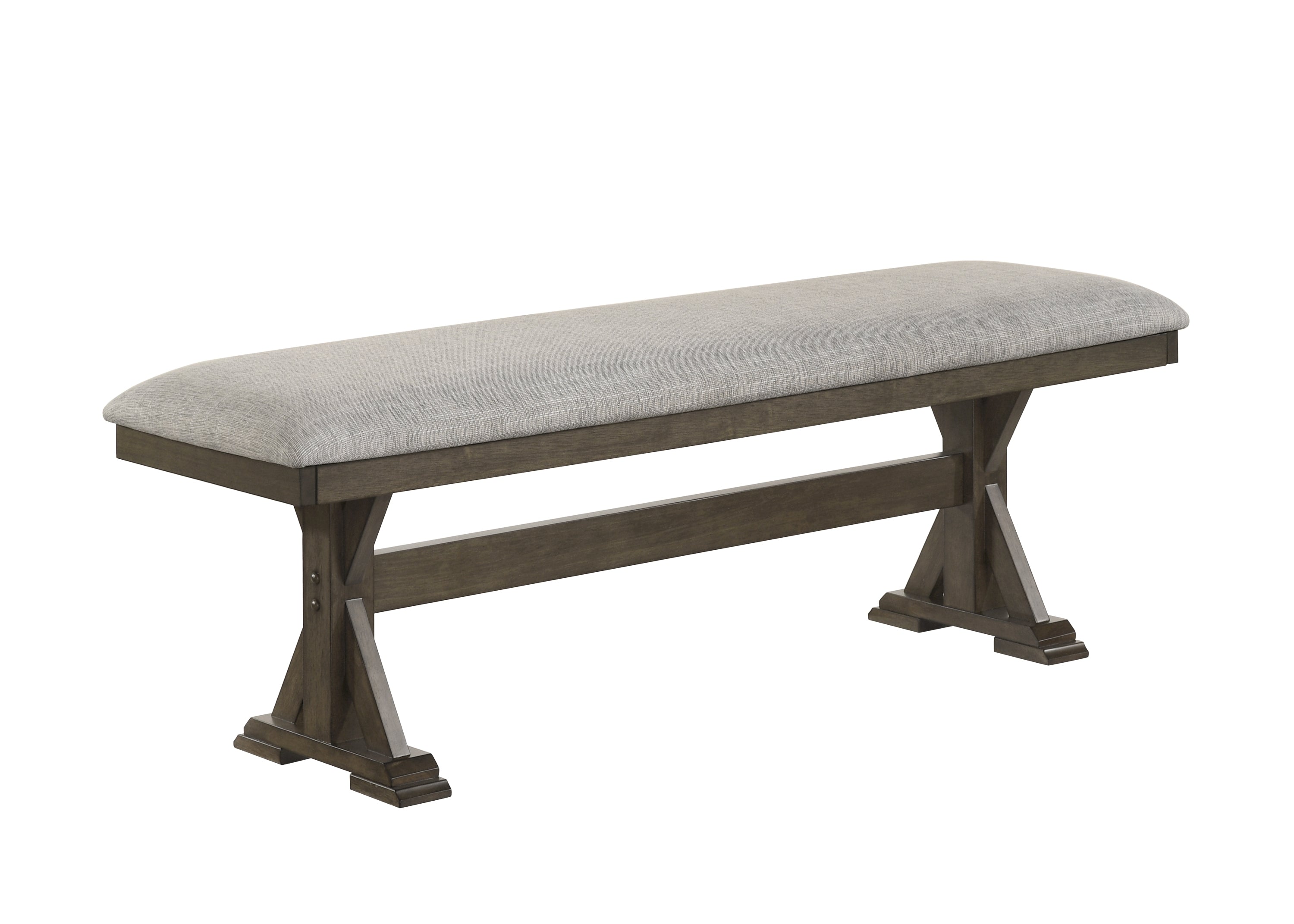 1pc Rustic Upholstered Dining Bench Rich Wood Finish Wooden Dining Room Furniture Brown - Grand Goldman Shop