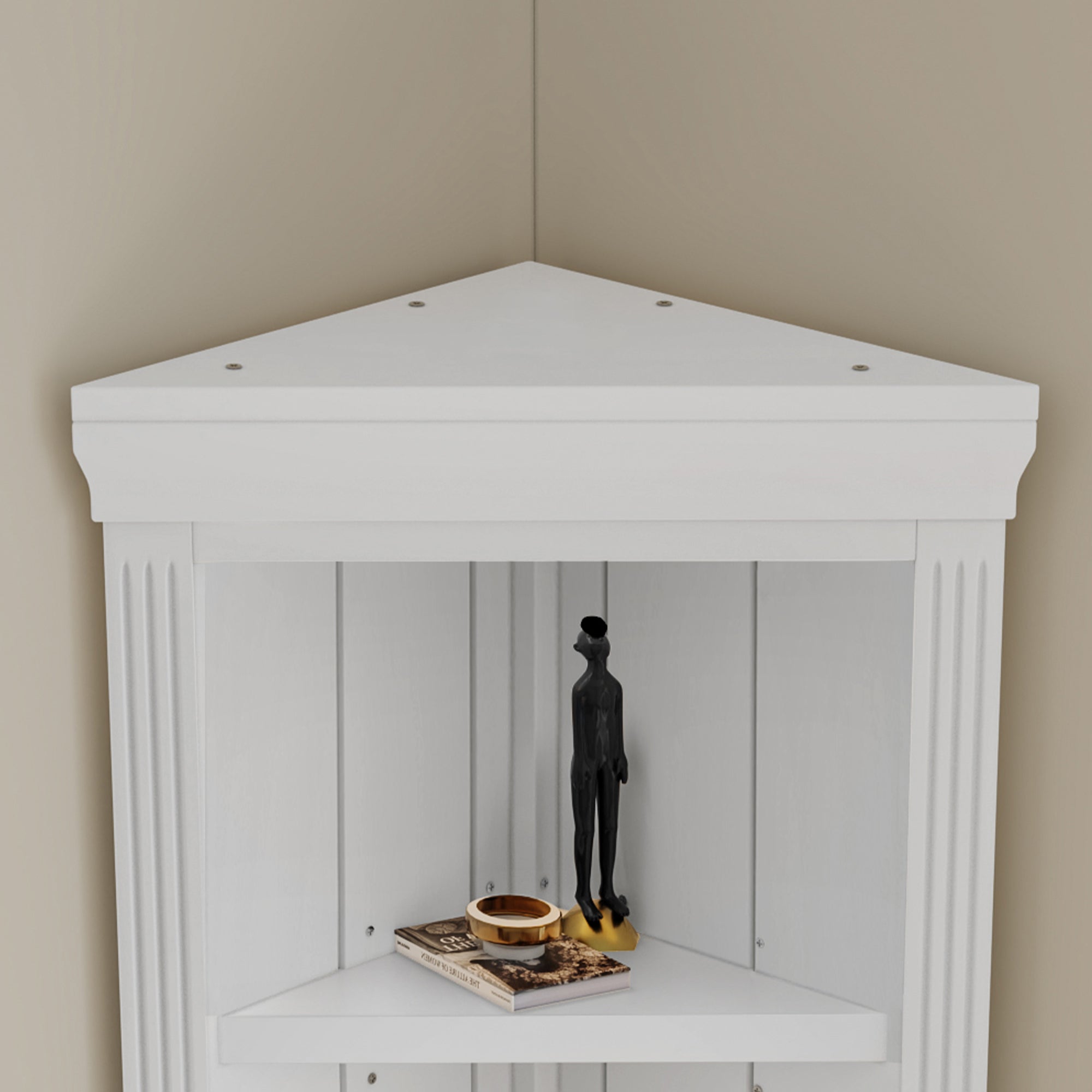 83.4'Tall Modern Corner Shelf,5 Tier Corner Bookcase, Storage Standing Shelf Unit, Open Corner Plant Display Stand for Small Space for Living Room,Wall Corner, Home Office,White - Grand Goldman Shop