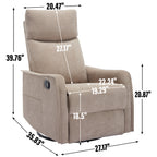 Heat Massage Manual Recliner Chair with Rocker and Swivel in Fabric for Living Room, Khaki - Grand Goldman Shop