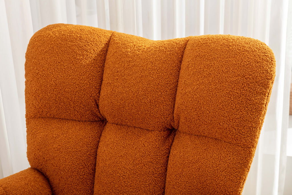 050-Teddy Fabric Rocking Gilder Nursery Chair For Living Room Indoor,Caramel - Grand Goldman Shop