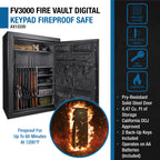 SecureGuard Tall Fireproof Safe Vault with Advanced Locking, Black Steel, 19.97 Cubic Ft - Grand Goldman