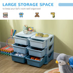 Qaba 3 Tier Kids Storage Unit, 6 Drawer Chest Toy Organizer Plastic Bins for Kids Bedroom Nursery Kindergarten Living Room fo