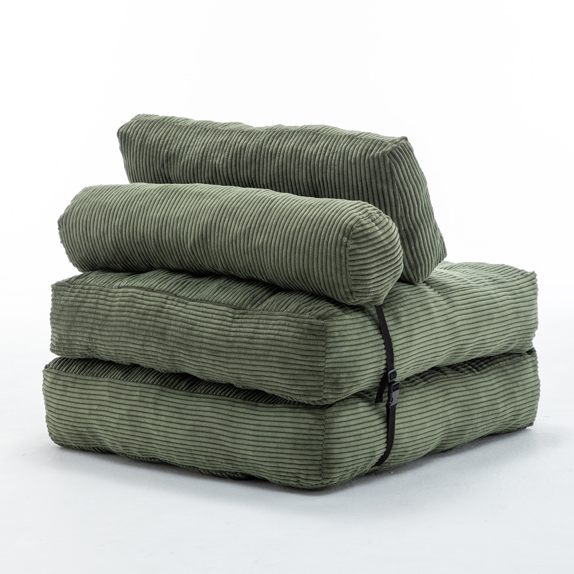 Folding Sofa Bed, Convertible Sleeper Chair with Pillow Foldable Mattress with Back Support, Portable Fold Out Chair Bed Comfy Floor Sofa Lounge for Living Room Bedroom, Green, Single - Grand Goldman Shop